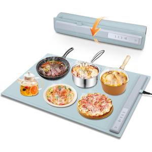 Food Warming Mat Electric Warming Tray, Fast Full Surface Heating with 3 Temperature Level, Rollable Silicone Heating Pad Food Warmer for Parties, Gatherings, Buffet, Countertop, Daily Use