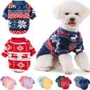 FabriCastle Christmas Dog Sweater, 2-Pack Dog Clothes, Ultra Soft and Warm Pet Jackets for Small Dogs & Cats, Winter Pet Apparel Costumes, Puppy Outfits (Red,Blue, Large)