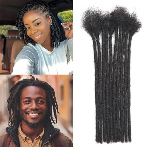 aixi Dreadology  Human Hair 10-100 Strands 100% Full Handmade Permanent Loc Extension Human Hair for Women/Men/Kids Can Be Dyed Bleached Curled Twisted (0.6cm 1B, 6 inch 10 Strands)