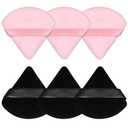 Pimoys 6 Pieces Powder Puff, Face Makeup Sponge Soft Velour Triangle Powder Puffs Beauty Sponge for Loose Powder (Black, Pink)