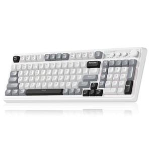 AULA 99 Wireless Keyboard, Custom Computer Keyboard, Tri-Mode Bluetooth 5.0/2.4GHz/USB-C Cute Creamy Gaming Keyboards with Number Pad, RGB Backlit Media Knob Programmable Keyboard for PC Gamer - Grey