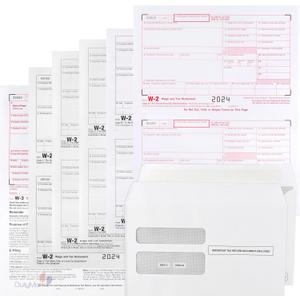W2 Tax Forms 4 Part 2024, 50 Employees kit, with 50 envelopes IRS-Compatible, Great for QuickBooks and Accounting Software, All W2 Lazer Forms in Value Pack,