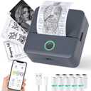cudinham Print Pods Mini Printer, Sticker Printer with 10 Rolls Thermal Printing Paper, Inkless Pocket Printpod for Phone, Impresora Porttil for Notes, DIY, Compatible with iOS & Android (Grey)
