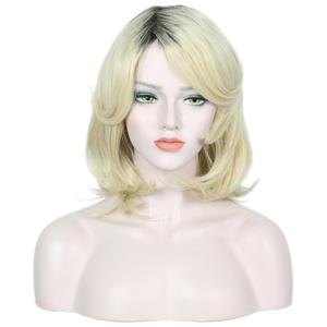 Linfairy Short Halloween Costume Cosplay Wig for Women (Blonde Ombre)