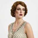 H&Bwig Short Ash Brown 20s Wigs for Women Natural Finger Wave Synthetic Hair Wig for Women Lady Ladies Cosplay Anime Party Costume Anime Flapper Wig