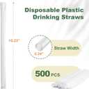 500 Count Individually Wrapped Clear Plastic Drinking Straws | 10.23" Long x 0.24" Diameter | Disposable Straws Plastic for Everyday Use | Made in USA
