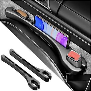 [2026 Upgrade] 2PCS Car Seat Gap Filler with Phone Holder,Multi-Function Car Side Seat Gap Filler for Prevent Items Falling,Universal Car Seat Organizer Car Accessories Interior (Black)