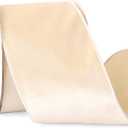 Ribbli Ivory Velvet Wired Ribbon 4 Inch Velvet with Satin Christmas Ribbon for Gift Wrapping Christmas Tree Decoration Crafts Wreaths Supplies-Continuous 10 Yards