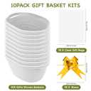 AFOROEOA 10PACK Baskets for Gifts Empty, 12"x 8"x 5" Woven Gift Baskets with Gift Bags and Bows Empty Gift Baskets for Christmas Shelf Small Storage Baskets with Handles, White