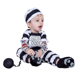 Spooktacular Creations Halloween Baby Prisoner Costume with Tattoo Sleeves, Prisoner Costume Toddler for Infant Dressup Party, Size 3T (3-4)