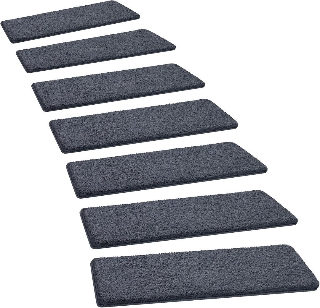 PURE ERA Ultra Plush Carpet Stair Treads 9.5 X 36 Inch Dark Gray 14 Pcs