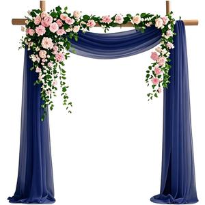 Wedding Arch Draping Fabric, 6.7 Yards Navy Blue Sheer Curtains Wedding Decorations for Ceremony, Navy Blue Chiffon Draping Fabric 29" x 20ft Backdrop