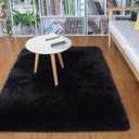 Merelax Soft Modern Indoor Shaggy Area Rug for Bedroom Livingroom Dorm Kids Room Home Decorative, Non-Slip Plush Fluffy Furry Fur Rugs Comfy Nursery Accent Floor Carpet 2x3 Feet, Black (1'11" x 2'11" (Rectangular))