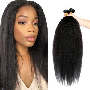 Kinky Straight Bundles Human Hair 24 26 28 Inch #1B Natural Black Yaki Straight Bundle Human Hair Extensions Unprocessed Virgin Remy Hair 3 Bundle 50 Gram Per Bundle
