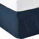 Amazon Basics Lightweight Pleated Bed Skirt, Queen, Navy Blue, Solid