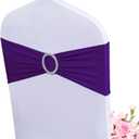 Albassa Chair Sashes Spandex Stretch Chair Bows with Buckle Slider for Wedding Party Decorations (Purple, 50PCS)