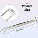 Honoson 10 Pcs Stainless Steel Tweezers for Crafting with Curved Serrated Tip Multipurpose Forceps Sewing Machine Tweezers Bulk (Silver)