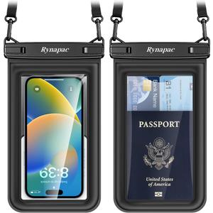 [Up to 8.5"] Floating Waterproof Phone Pouch 2 Pack - Floatable Waterproof Phone Case with Lanyard for iPhone 17 16 15 Pro Max, Galaxy S25 S24 Ultra, IPX8 Cellphone Dry Bags, Beach Vacation Essentials (Black + Black)