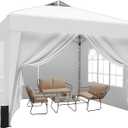 SANWAY 10x10 Pop Up Canopy Tent with Sidewalls x 4 Easy Setup Canopy Tent, Waterproof, UV-Resistant, Portable with Carry Bag for Outdoor Events, Camping, and Backyard Parties White