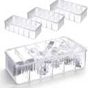 Oqqlin 4 Pcs Cable Organizer Box with Lid, 8 x 4 x 2 Inch Small Clear Plastic Cord Storage Organizer Box Durable Charger Cord Storage Boxs for Home, Office, Desktop