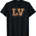 Cute Letter LV Initial Initials Name Leopard Cheetah Animal T-Shirt
(XXXL, Black)
