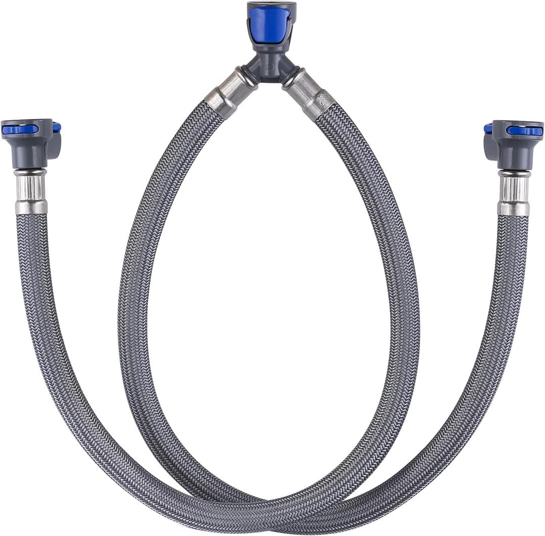 Quick Connect Faucet Hose Replacement, 16 Inch Hot & Cold Water Supply Lines for Widespread Faucet, Bathroom 3 Holes Faucet Water Mixer Line with Fast Lock
