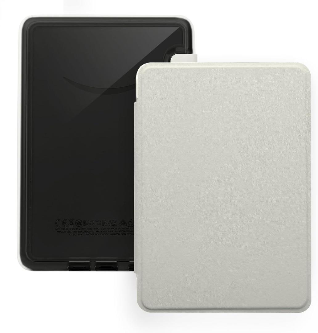 HOICHOE Case for 6" Kindle Paperwhite (10th Generation-2018 Release, Model No.PQ94WIF), Lihght PU Leather Cover and Transparent Hard Back, with Auto Sleep/ Wake, Creamy White