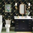 Dark Floral Peel and Stick Wallpaper Vintage Floral Contact Paper 16.9inchx118.1inch Flowers Bird Wallpaper Peel and Stick Boho Leaf Self Adhesive Removable for Bathroom Wall Paper Decor