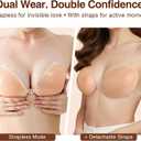 Strapless Adhesive Bra with Detachable Shoulder Straps Ultra Soft Silicone Push Up Strong Hold Invisible Sticky Bra, B Cup