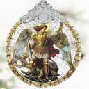 Archangel Michael Christmas Ornaments, 3" Stained Glass Christmas Decor, Christmas Tree Ornaments, Gifts for Men, Unique Gift Idea, Perfect for Holiday Party, Tree, Window, Home Decor