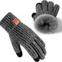 UCQKLI Winter Gloves for Women Chenille, Womens Gloves Cold Weather Fleece Lined, Stocking Stuffers for Women Christmas Gifts (Dark Gray)