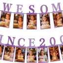 18th Birthday Decorations for Girls,Pre-strung Awesome Since 2008 Photo Banner,Purple Glitter 18th Birthday and Anniversary Decorations Party Supplies