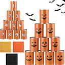 13 Pcs Halloween Carnival Can Bean Bag Toss Games Orange Jack-O'-Lantern Can Toss Game with 10 Cans & 3 Bean Bags for Halloween Outdoor Decoration Home Decor Party Favors Supplies