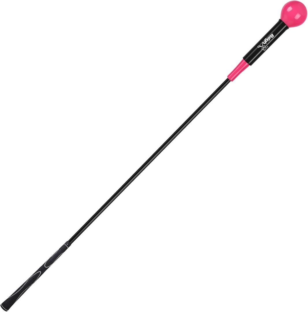Greatlizard Golf Swing Trainer Aid 48" Warm-Up Stick for Strength Flexibility Tempo Training Golf Practice Aid with Weighted Head Swing Corrector for Men, ‎Rose Red
