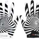 GOWISDOM Sport Youth Football Gloves, High Silicone Grip Receiver Gloves for Kids, Blackwhite, XS/ S(5.5-6 inch)