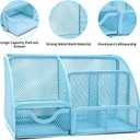 12 in 1 Desk Organizers and Accessories Set, Blue Gifts for Coworkers, Office Supplies Include Stapler Pen Holder Tape Holder Scissors Ruler Staple Remover for Home School
