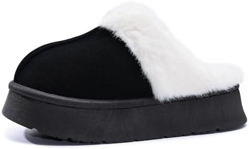 VIVASUN Platform Slippers for Women Memory Foam House Slippers Thick Sole Slip-Resistant Fuzzy House Shoes Winter Indoor and Outdoor, 44-45