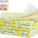 Cooyes 6 Pack Polyester Shelf Liners for Kitchen Cabinets, 12"  24", Non-Slip Refrigerator Liners Machine Washable, Refrigerator Drawer Mats for Glass Shelves and Kitchen Cabinets (Yellow Lemon)