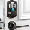 keyless Entry Door Lock deadbolt with Handle Set-Front Smart Door Locks for Front Door-with 2 Lever Handles-Electronic Keypad Code Deadbolt,Fingerprint Door Lock-Auto Lock (Oil Rubbed Bronze)