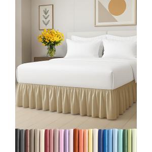Bedskirt King Size Ruffle - 18 inch Drop Dust Ruffle Bed Skirt with Platform - Ultra-Soft, Easy Fit, Premium Hotel Quality - Wrinkle, Fade & Shrink Resistant - for Women, Men, Kids and Teens - Beige