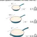 Hisencn Enameled Cast Iron Frying Pan Set, 3 Piece Set of Skillets(8''/9.5''/11''), PFAS & PTFE & PFOA -Free, Gas/Induction/Electric/Oven Compatible, Biscay Blue