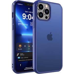 DEERLAMN Matte Case for iPhone 15 Pro Max 6.7-Inch, [Anti-Fingerprint] Drop Protection Shockproof Translucent Frosted Hard Back Slim Phone Cover, Blue