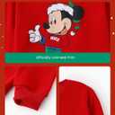 Disney family matching sweatshirt Stitch Mickey Spiderman print long sleeve winter Christmas mom dad kids loose fit red (Red, M)