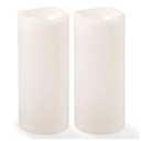 NURADA Large Outdoor Solar Candles Waterproof - 10" x 4" Rechargeable Solar Powered Flameless LED Pillar Flickering Candle for Patio Porch Lanterns Decor - Ivory White Set of 2