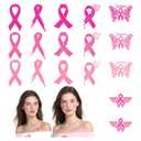 4 x Breast Cancer Face Tattoos Temporary Decal Glitter Pink Ribbon Breast Cancer Awareness Cheer Stickers for out Cheer Body Sports Accessories Dance Party (pink190