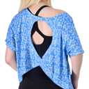 2 x FOTN Open Back Workout Tops for Women 2025 Backless Short Sleeve Athletic Shirt Loose Fit for Running Yoga Gym Slouchy Tennis