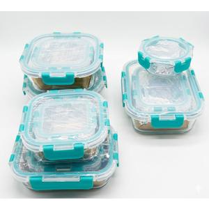MFY 11 Pack Glass Storage Containers with Lids, Glass Meal Prep Containers Set, Airtight Lunch Containers with Lids, Microwave, Oven, Freezer and Dishwasher Safe, Green