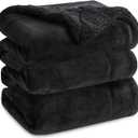 Bedsure GentleSoft Sherpa Fleece Blankets King Size for Bed, Non-Heated, Thick and Warm Throw for Women and Men, Soft Fuzzy Plush King Blanket for Winter, Black, 108x90 Inches