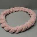 Luxury Fluffy Winter Car Steering Wheel Cover for Women Soft Warm Plush Cute Auto Accessories for Vehicle, Sedan, Universal, Fuzzy, Anti Slip, Pink, Standard Size, 14.75-15.15"