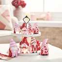 Valery Madelyn 4Pcs Valentines Gnome Decorations, Resin Gnome Family Tiered Tray Decor, Red Pink Sweet Gnome Table Decor, Valentines Gifts for Him Her Wedding, 3.1 Inch (Medium)